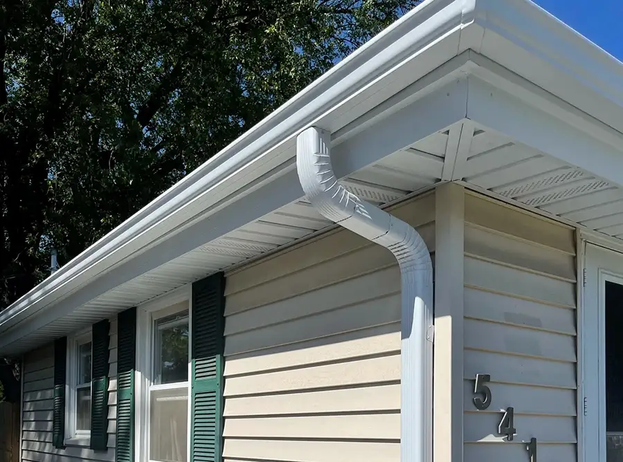modern home, focus on gutters/drainage system along with soffit and fascia - Clinton County, IL