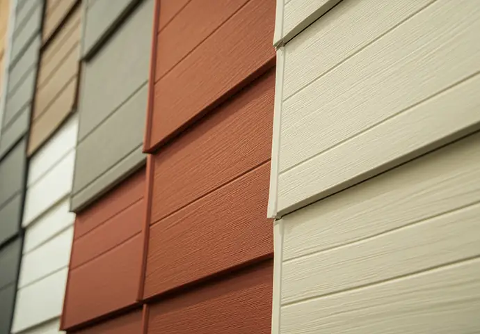 Different colors of vinyl siding showcased on a building exterior for home improvement projects - Belleville, IL